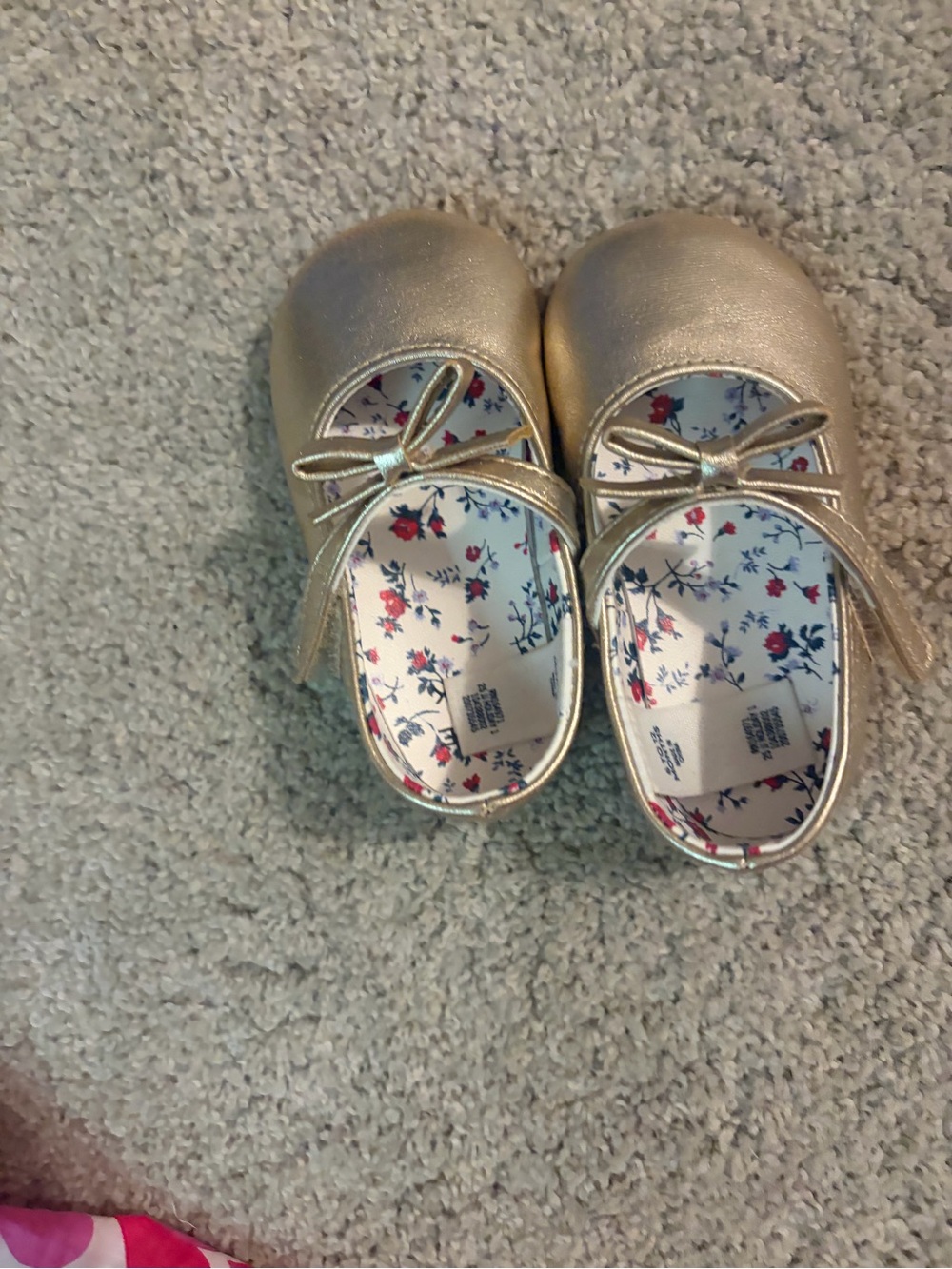 Janie and Jack Metallic Gold Mary Jane Shoes with Bow Accent